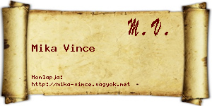 Mika Vince névjegykártya